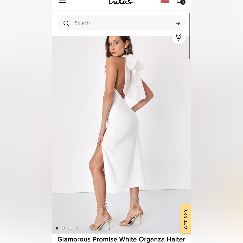 Lulus white dress satin bow halter top